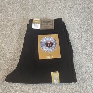 Resistol Jeans Mens 38x36 Slim Fit Black Wash  Denim‎ USA Straight Western Rodeo